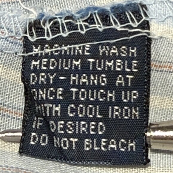 Vintage 80's Blue & White Striped Button Up Short Sleeve XL Shirt By Botany - Picture 6 of 11